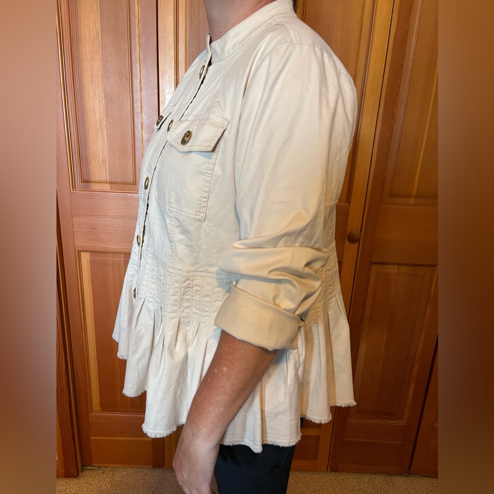 J. Jill Cream Utility Jacket with Peplum Hem - Picture 7 of 8